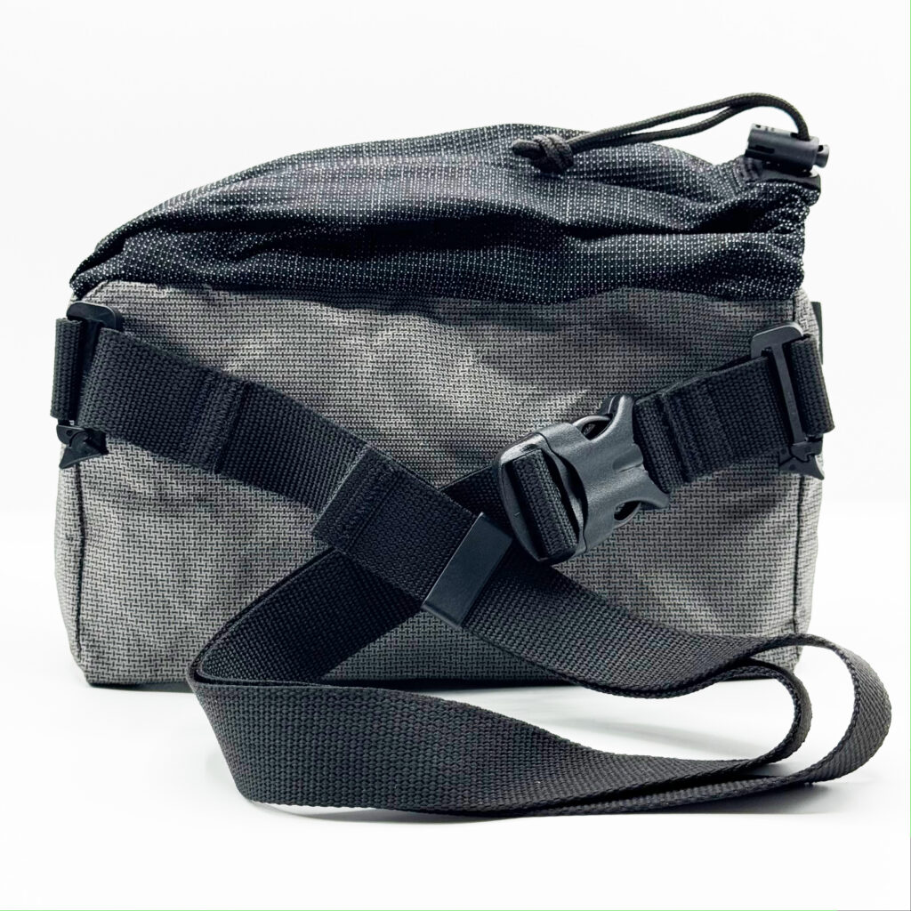 Back of the Flex Fanny Pack with its removable webbing hipbelt and buckle