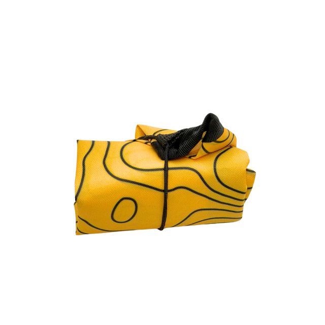 Ultralight Dog Bowl in Yellow Topo V15, collapsed